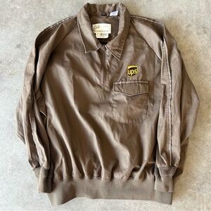 Vintage JA River style 1885 UPS employee jacket quarter zip pocket brown winter